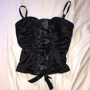 lace up black corset top